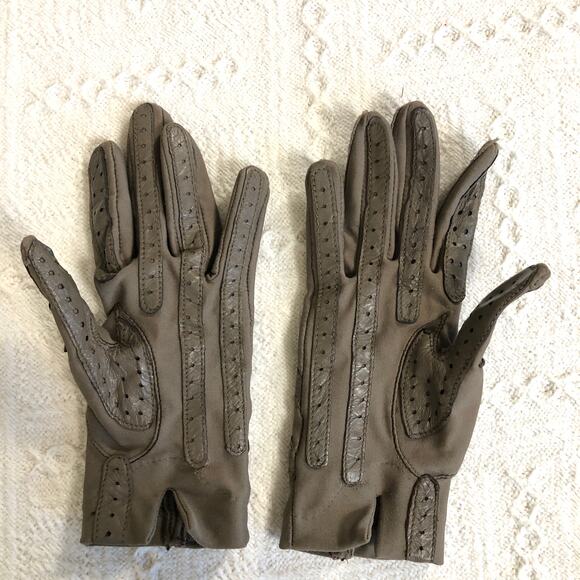 VTG 80s 90s Driving Gloves Bundle Isotoner Aris Stretch One Size Tan Gray Retro - Picture 3 of 9